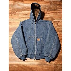Vintage Rare Carhartt Denim Blanket Lined J08 DST Darkstone Denim Jacket 90s XL